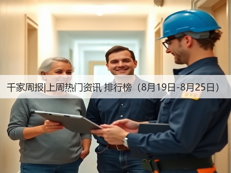 千家周报|上周热门资讯 排行榜（8月19日-8月25日）