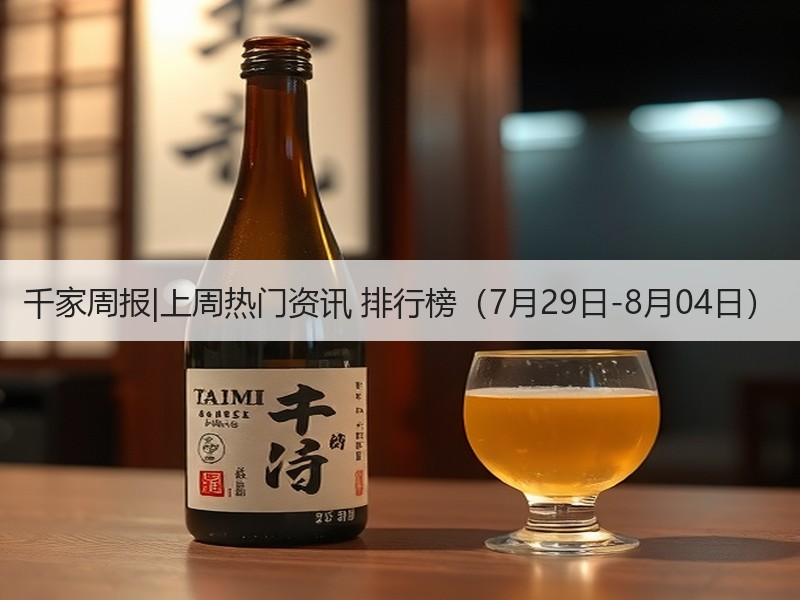 千家周报|上周热门资讯 排行榜（7月29日-8月04日）