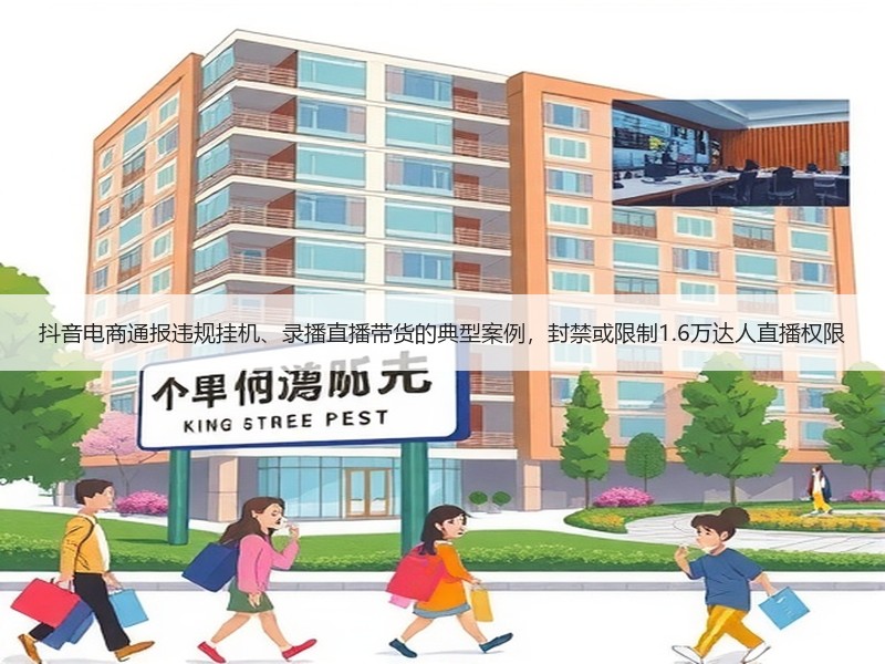 抖音电商通报违规挂机、录播直播带货的典型案例，封禁或限制1.6万达人直播权限